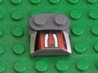 LEGO 41855pb09 Slope, Curved 2 x 2 x 2/3 with 2 Studs and Curved Sides, Lip End with Silver/Black/Red Number 3 Left Half Pattern - Main Product Image