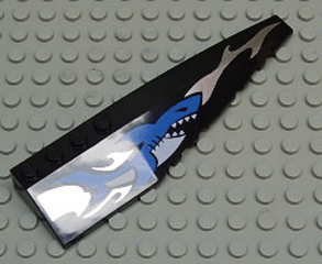 LEGO 42060px5 Wedge 12 x 3 Right with Blue Shark and Silver Wave Pattern - Main Product Image