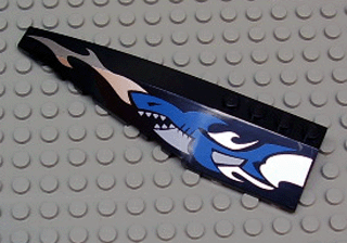 LEGO 42061px5 Wedge 12 x 3 Left with Blue Shark and Silver Wave Pattern - Main Product Image