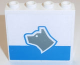 LEGO 4215bpb33L Panel 1 x 4 x 3 - Hollow Studs with Dark Gray Dog Head Facing Left and Blue Stripe Pattern (Sticker) - Set 7744 - Main Product Image