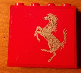 LEGO 4215bpb57L Panel 1 x 4 x 3 - Hollow Studs with Ferrari Logo, Silver Horse on  Background Pattern Model Left Side (Sticker) - Sets 8153 / 8155 - Main Product Image
