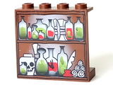 LEGO 4215bpx1 Panel 1 x 4 x 3 - Hollow Studs with Potions, Scrolls, and Skull on Shelves Pattern - Main Product Image