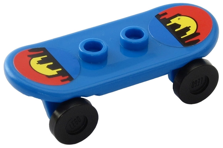 LEGO 42511c01pb01 Minifigure, Utensil Skateboard Deck with City Skyline Sunset Pattern (Stickers) with Black Wheels (42511pb01 / 2496) - Set 7641 - Main Product Image
