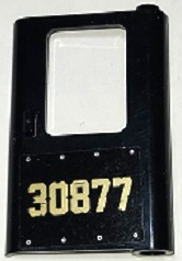 LEGO 42819pb001 Door 1 x 4 x 5 Train Right, Thick Support at Bottom with Gold '30877' and Rivets Pattern (Sticker) - Set 70424 - Main Product Image