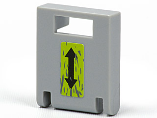 LEGO 4346pb24 Container, Box 2 x 2 x 2 Door with Slot with Black Double Arrow and Splatters on Lime Background Pattern (Sticker) - Set 8963 - Main Product Image