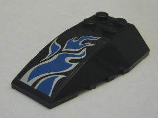 LEGO 43712pb001 Wedge 6 x 4 Triple Curved with Blue and White Flames Pattern (Sticker) - Set 7045 - Main Product Image