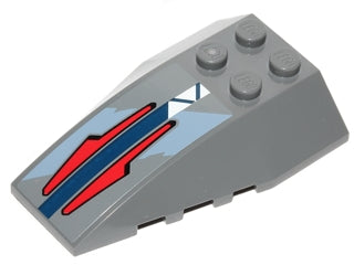 LEGO 43712pb047 Wedge 6 x 4 Triple Curved with Red Arrows, Blue Stripe and White Triangles Pattern (Sticker) - Set 75041 - Main Product Image
