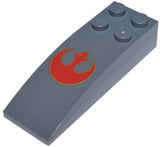 LEGO 44126pb002 Slope, Curved 6 x 2 with Red SW Rebel Alliance Symbol Pattern (Sticker) - Set 7668 - Main Product Image