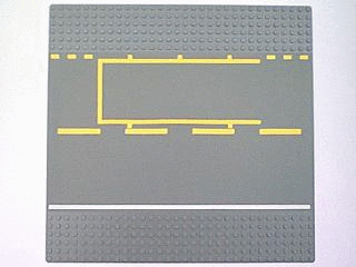 LEGO 44336pb02 Baseplate, Road 32 x 32 6-Stud Straight with Pit Lane White and Yellow Lines Pattern - Main Product Image