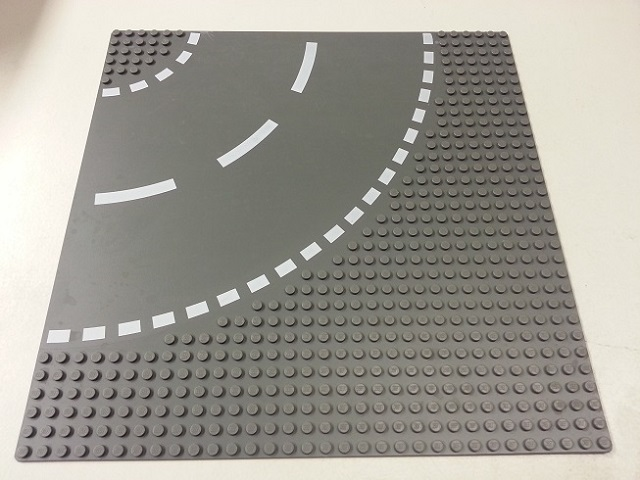 LEGO 44342px2 Baseplate, Road 32 x 32 6-Stud Curve with White Dashed Lines Pattern - Main Product Image
