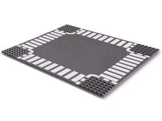 LEGO 44343px3 Baseplate, Road 32 x 32 6-Stud Crossroad with White Dashed Lines and Crosswalks Pattern - Main Product Image
