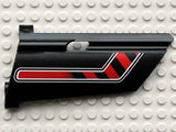 LEGO 44350pb010 Technic, Panel Fairing #20 Large Long, Small Hole, Side A with Red /  Diagonal Stripe Bent Pattern (Sticker) - Set 8285 - Main Product Image