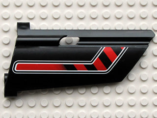 LEGO 44350pb010 Technic, Panel Fairing #20 Large Long, Small Hole, Side A with Red /  Diagonal Stripe Bent Pattern (Sticker) - Set 8285 - Main Product Image