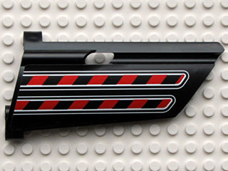 LEGO 44350pb011 Technic, Panel Fairing #20 Large Long, Small Hole, Side A with Red /  Diagonal Stripes Pattern (Sticker) - Set 8285 - Main Product Image