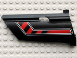 LEGO 44351pb010 Technic, Panel Fairing #21 Large Long, Small Hole, Side B with Red /  Diagonal Stripe Bent Pattern (Sticker) - Set 8285 - Main Product Image