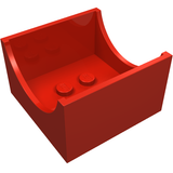 LEGO 4461 Container, Box 4 x 4 x 2 Bottom with Semicircle Cutout Ends in Red - Authentic LEGO Part