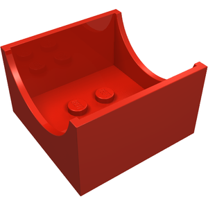 LEGO 4461 Container, Box 4 x 4 x 2 Bottom with Semicircle Cutout Ends in Red - Authentic LEGO Part