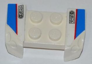 LEGO 44674pb18 Vehicle, Mudguard 2 x 4 with Headlights Overhang with 'NUTY REZ' and Red Line on Blue and  Pattern on Both Sides (Stickers) - Set 8125 - Main Product Image