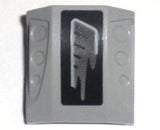 LEGO 44675pb003R Slope, Curved 2 x 2 with Debossed Side Ports with Gray Air Vent on Black Background Pattern Model Right (Sticker) - Set 5970 - Main Product Image
