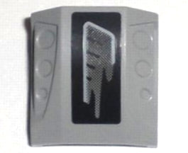 LEGO 44675pb003R Slope, Curved 2 x 2 with Debossed Side Ports with Gray Air Vent on Black Background Pattern Model Right (Sticker) - Set 5970 - Main Product Image