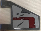LEGO 44676pb041 Flag 2 x 2 Trapezoid with SW Dark Red and Dark Gray Markings Pattern on Both Sides (Stickers) - Set 75202 - Main Product Image