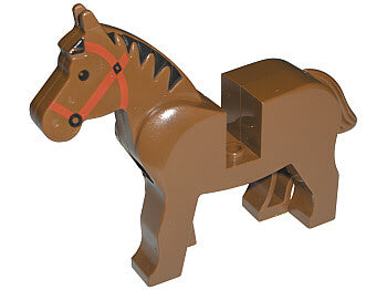 LEGO 4493c01pb01 Horse with Black Eyes, Red Bridle, Black Mane Pattern - Main Product Image