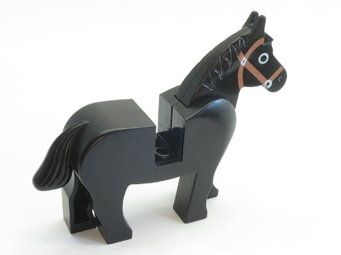 LEGO 4493c01pb02 Horse with  Eyes Circled with White, Brown Bridle Pattern - Main Product Image
