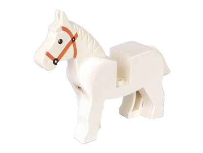 LEGO 4493c01pb04 Horse with Black Eyes,  Pupils and Dark Orange Bridle Pattern - Main Product Image