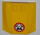 LEGO 45677pb059 Wedge 4 x 4 x 2/3 Triple Curved with Miners Logo (Helmet with Crossed Pickaxes in Gear) Pattern (Sticker) - Sets 4200 / 4201 - Main Product Image