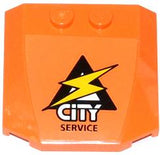 LEGO 45677pb072 Wedge 4 x 4 x 2/3 Triple Curved with Lightning Bolt, &#39;CITY&#39; and &#39;SERVICE&#39; Pattern (Sticker) - Set 60054 - Main Product Image