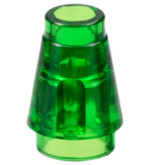 LEGO 4589b Cone 1 x 1 with Top Groove in Trans-Green - Authentic LEGO Part
