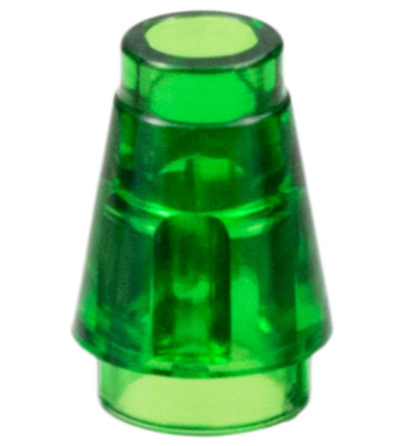 LEGO 4589b Cone 1 x 1 with Top Groove in Trans-Green - Authentic LEGO Part