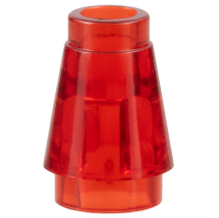 LEGO 4589b Cone 1 x 1 with Top Groove in Trans-Red - Authentic LEGO Part