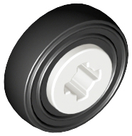 LEGO 4624c01 Wheel 8mm D. x 6mm with Black Tire 14mm D. x 4mm Smooth Small Single (4624 / 3139) in White - Authentic LEGO Part