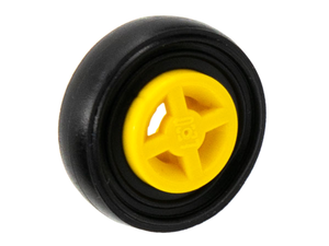 LEGO 4624c01 Wheel 8mm D. x 6mm with Black Tire 14mm D. x 4mm Smooth Small Single (4624 / 3139) in Yellow - Authentic LEGO Part