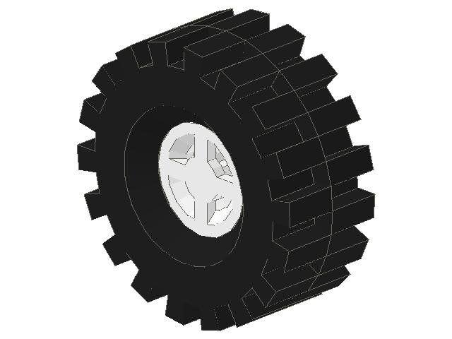LEGO 4624c03 Wheel 8mm D. x 6mm with Black Tire 21mm D. x 9mm Offset Tread Medium (4624 / 4084) - Main Product Image