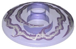 LEGO 4740pb011 Dish 2 x 2 Inverted (Radar) with Lavender and White Electricity Pattern - Main Product Image