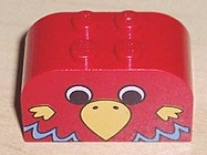 LEGO 4744pb03 Slope, Curved 4 x 2 x 2 Double with 4 Studs with Parrot Head Pattern - Main Product Image