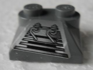LEGO 47457pb04L Slope, Curved 2 x 2 x 2/3 with 2 Studs and Curved Sides with Grille & Mechanics Pattern Model Left (Sticker) - Set 8132 - Main Product Image