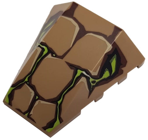LEGO 47753pb028 Wedge 4 x 4 Triple Curved No Studs with Scales and 2 Lime Snake Eyes Pattern - Main Product Image