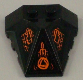 LEGO 47757pb11 Wedge 4 x 4 x 1 1/3 Pyramid Center with Orange Lines and Atlantis Key Symbol Pattern (Stickers) - Set 8056 - Main Product Image