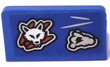 LEGO 4865pb108 Panel 1 x 2 x 1 with White Wolf Head and Light Bluish Gray Cloud with Lightning Bolt Pattern (Sticker) - Set 70428 - Main Product Image