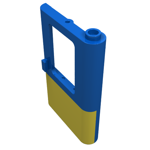 LEGO 4182p01 Door 1 x 4 x 5 Train Right, Thin Support at Bottom with Yellow Bottom Half Pattern - Main Product Image