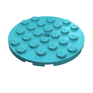 LEGO 11213 Plate Round 6 x 6 with Hole in Medium Azure - Authentic LEGO Part