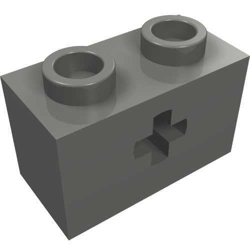 LEGO 32064a Technic, Brick 1 x 2 with Axle Hole and Inside Side Supports in Dark Bluish Gray - Authentic LEGO Part