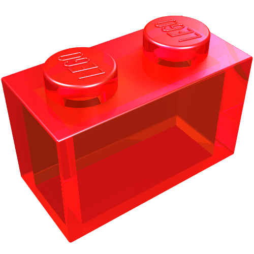 LEGO 3065 Brick 1 x 2 without Bottom Tube in Trans-Red - Authentic LEGO Part