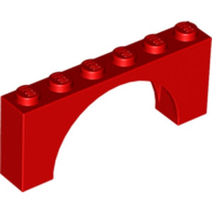 LEGO 15254 Arch 1 x 6 x 2 - Medium Thick Top without Reinforced Underside in Red - Authentic LEGO Part