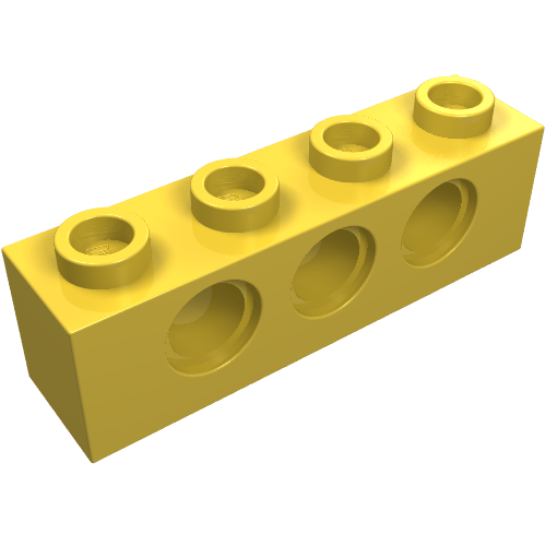 LEGO 3701 Technic, Brick 1 x 4 with Holes in Yellow - Authentic LEGO Part