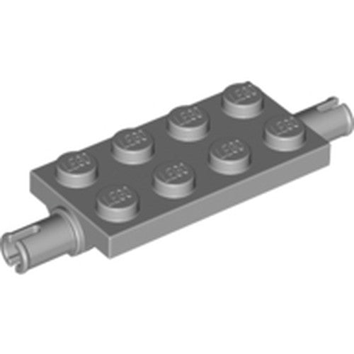 LEGO 30157 Plate, Modified 2 x 4 with Pins and Thin Angled Supports in Light Bluish Gray - Authentic LEGO Part