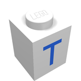 LEGO 3005ptT Brick 1 x 1 with Blue Capital Letter T Pattern - Main Product Image